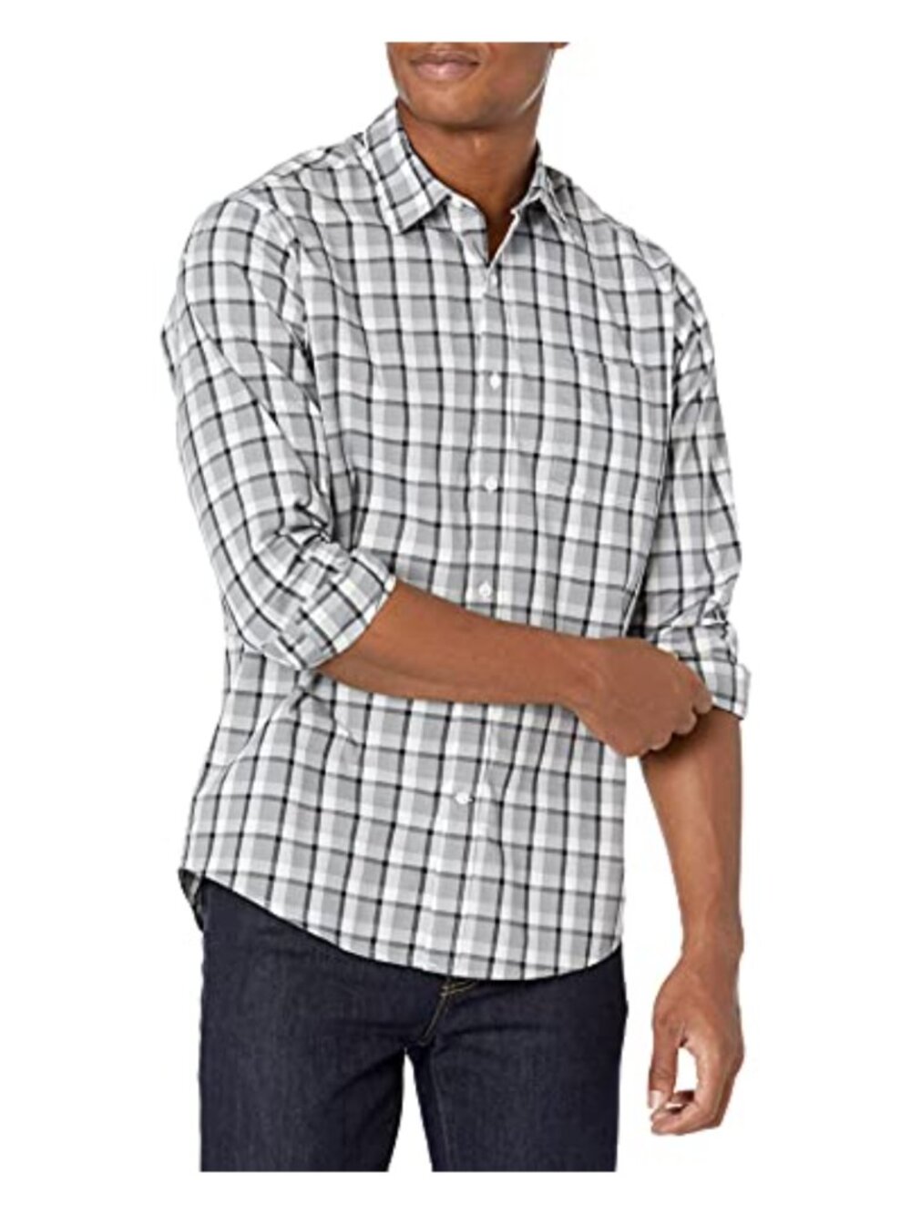 Men's Regular-Fit Long-Sleeve Poplin Button-Down Shirt Casual